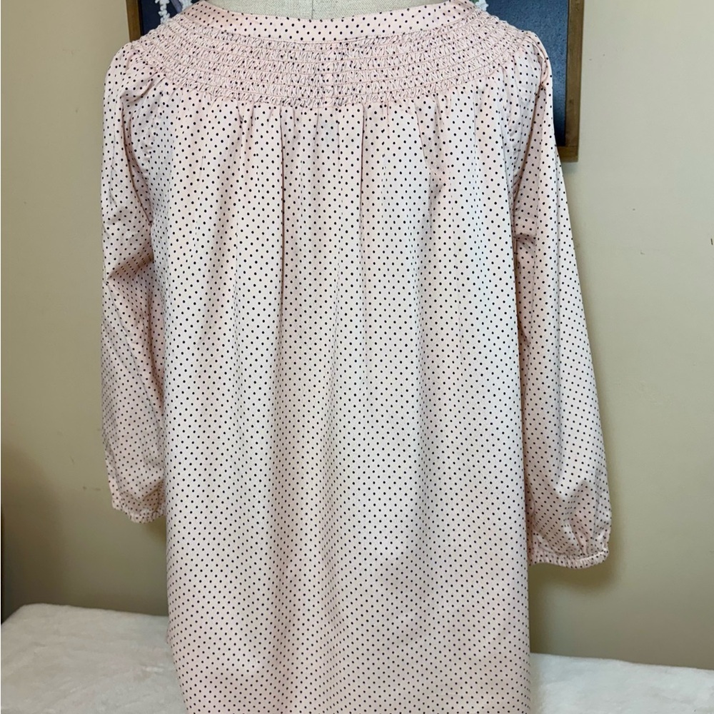 A Pea in the Pod Pink Polka Dot Maternity Blouse - Picture 2 of 4